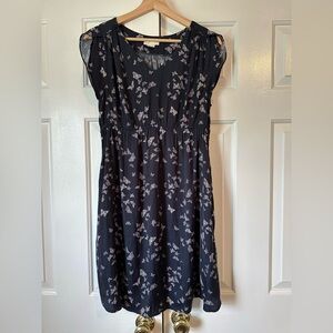 H&M Dark Blue Dress with Butterfly Pattern